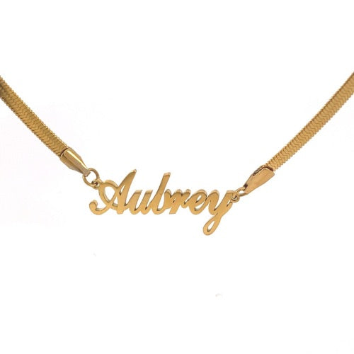 Herringbone Nameplate Necklace