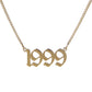 Box Chain Old English Birthdate Necklace