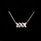 Box Chain Old English Birthdate Necklace