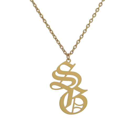 Old English Double Letter Necklace