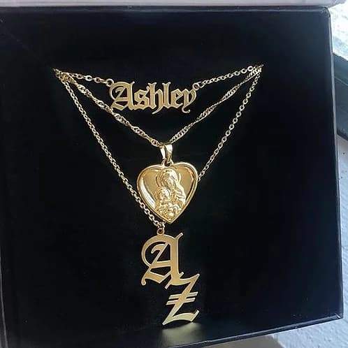 Old English Double Letter Necklace