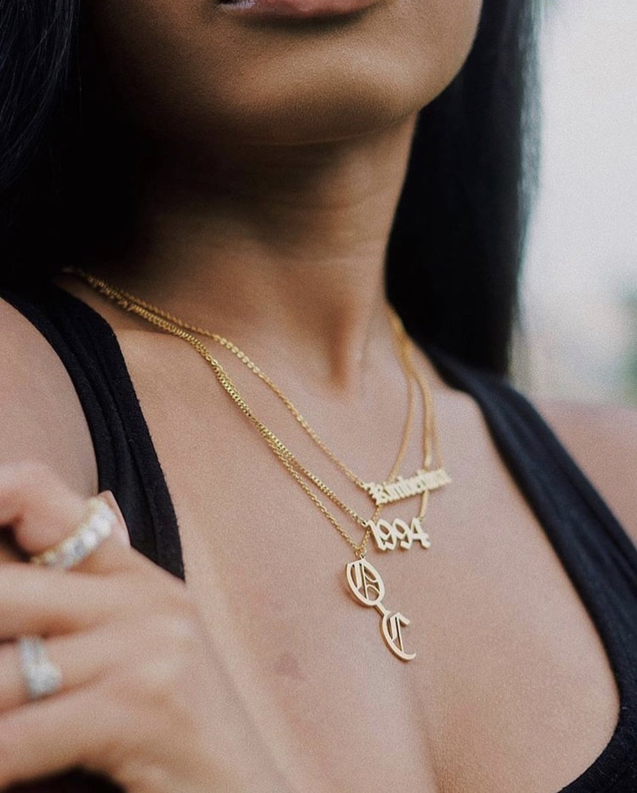 Old English Double Letter Necklace