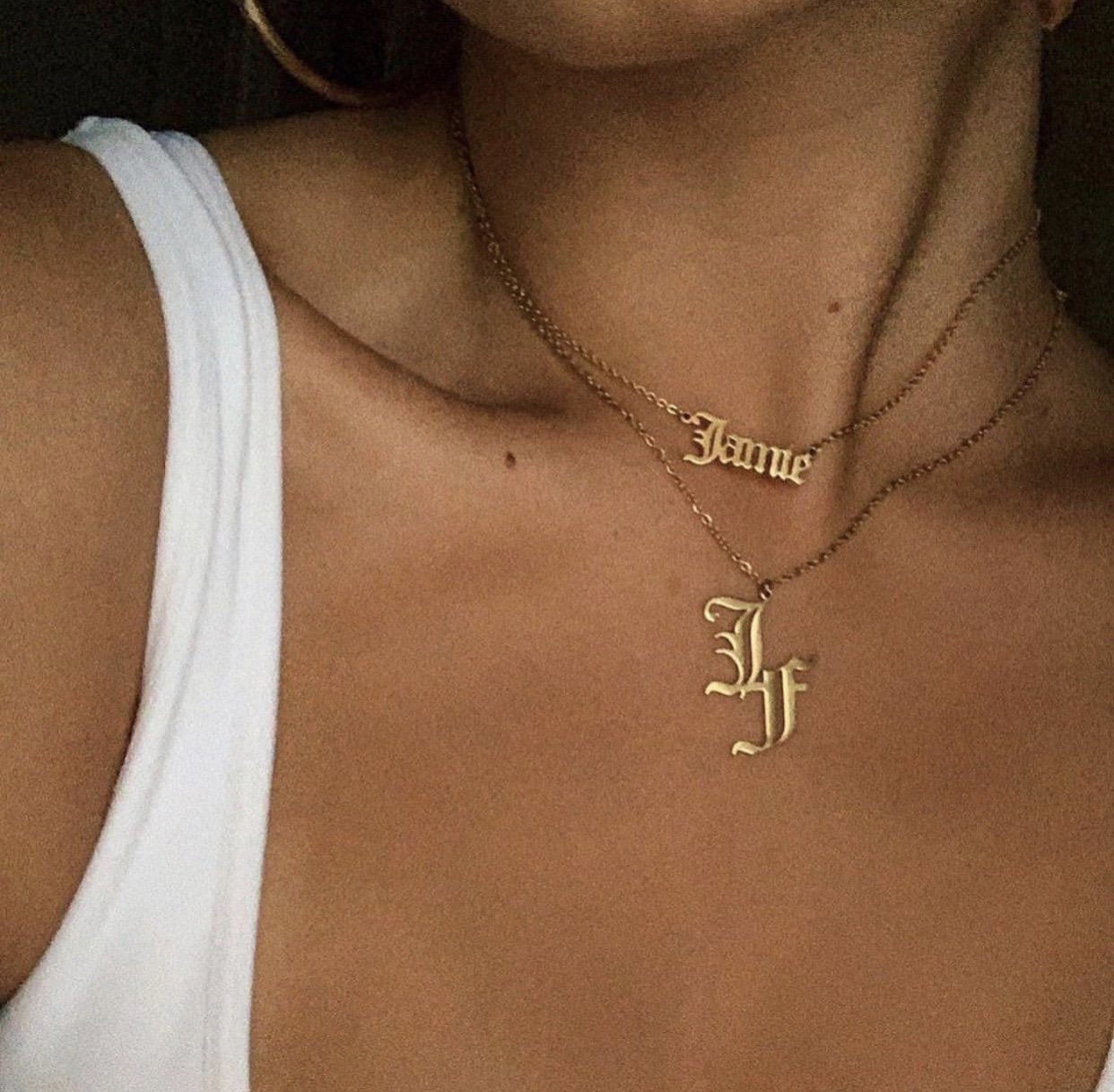 Old English Double Letter Necklace
