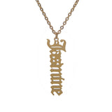 Vertical Old English Nameplate Necklace