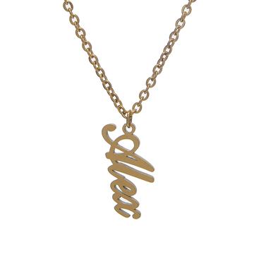 Vertical Script Nameplate Necklace